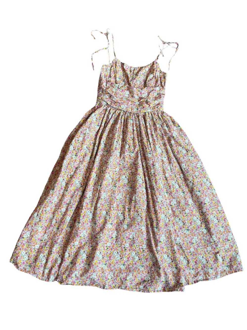 M.D.S. Stripes Pink Floral Print Tie Strap Sweetheart Maxi Dress Size 2 Women's